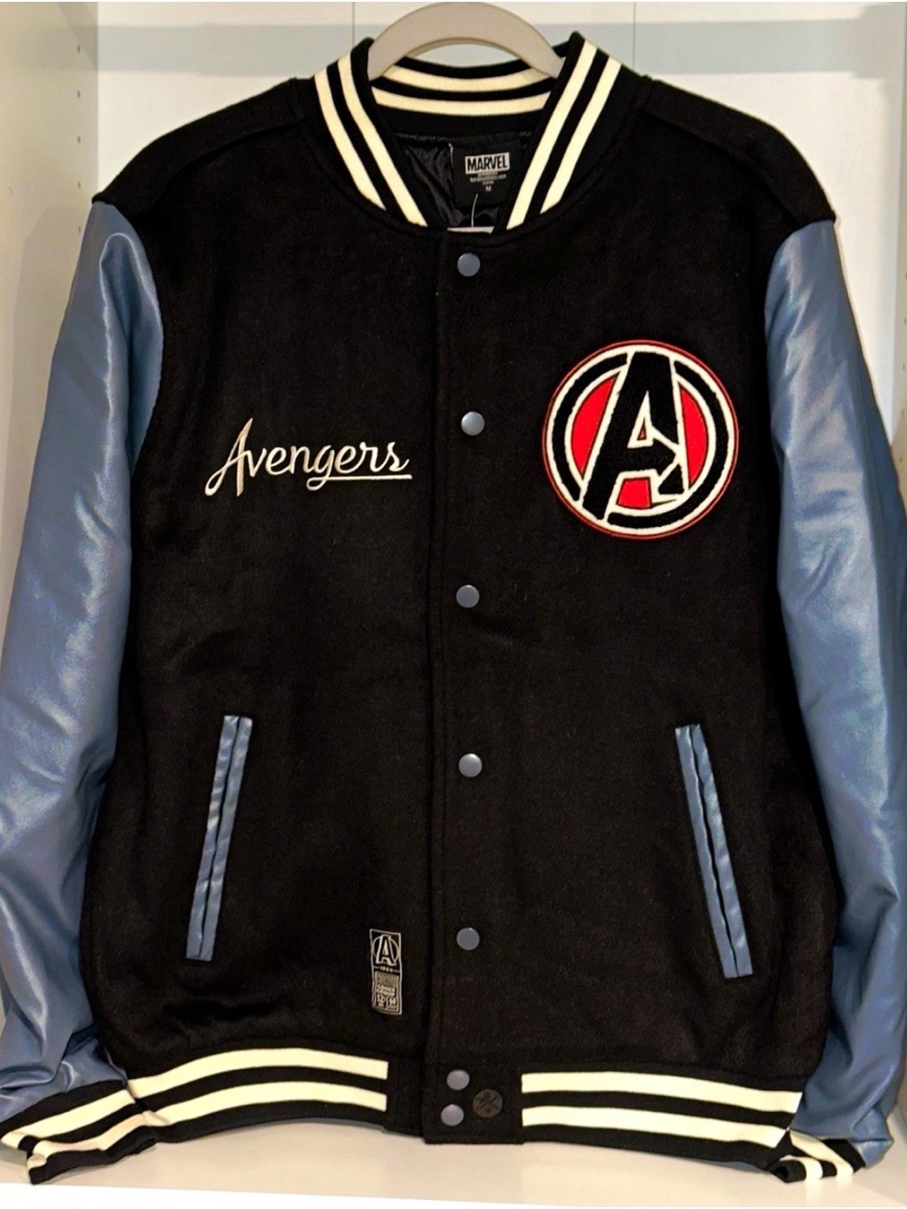 Avengers Assemble Heroes & Villains Marvel Varsity Jacket NWOT